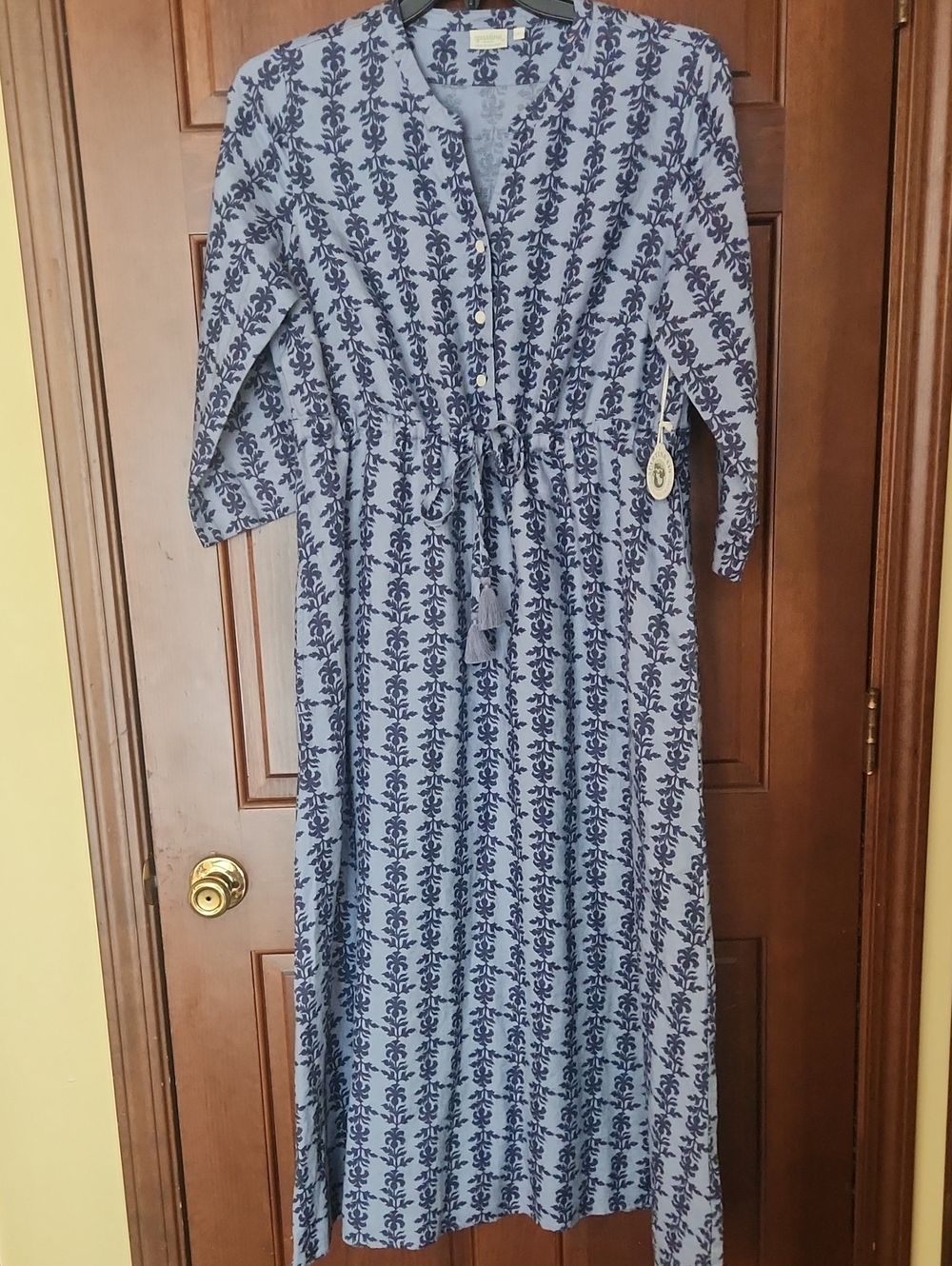 Spartina 449 Light Blue and Navy Printed Midi Dress